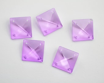 5 - 22mm Square Chandelier Crystal Prisms - 4 Hole - Light Purple