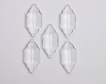 5- 63mm Clear Chandelier Crystals Prisms 1-Hole - Unique Cut - FULL LEAD Crystal