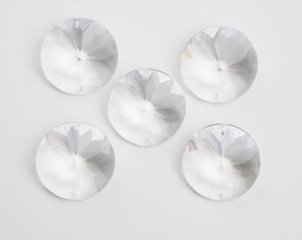 Set of 5 - 40mm Sunflower Chandelier Crystal Prism 2-HOLE Connector - Asfour FULL Lead Crystal