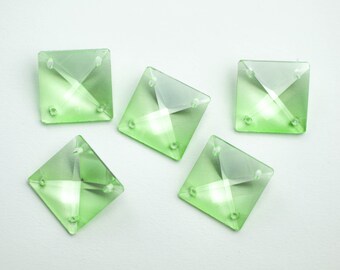 5X Clear Square Glass Crystal Prisms Spacer DIY Chandelier Part 4Hole SUNCATCHER 