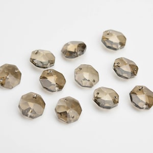 12 Honey - 14mm Asfour 2-Hole Chandelier Crystals Connectors - Full Lead