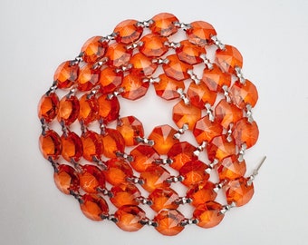 1 Yard (3 ft.) Chandelier Crystals Bead Garland Chain - Orange - Crystal