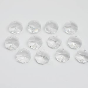 12 - 14mm Clear Octagon Crystal Chandelier Prisms - 1-Hole - ASFOUR Full Lead Crystal