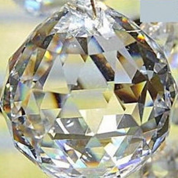 1 Asfour Lead Crystal Ball  70mm Clear Crystal Ball Chandelier Crystal Prism - Faceted Crystal Ball