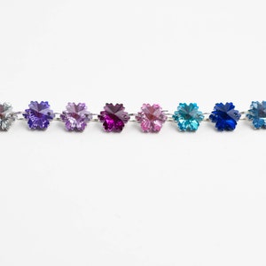 14mm Snowflake Chandelier Crystals Prisms Garland - 10 Pieces - Rainbow
