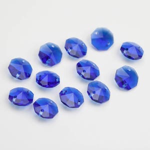 12 Cobalt Blue - 14mm 2-Hole Chandelier Crystals Connectors