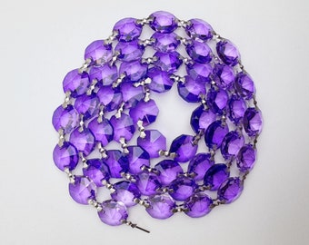 1 Yard (3 ft.) Chandelier Crystals Bead Garland Chain - Violet -  Crystal