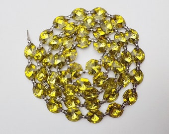 1 Yard (3 ft.) Chandelier Crystals Bead Garland Chain -Yellow/silverbacks -  Crystal / silver connectors