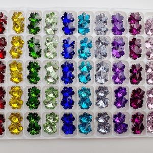 Set of 100 - 14mm Snowflake Chandelier Crystals Prisms - 2 Hole - Rainbow