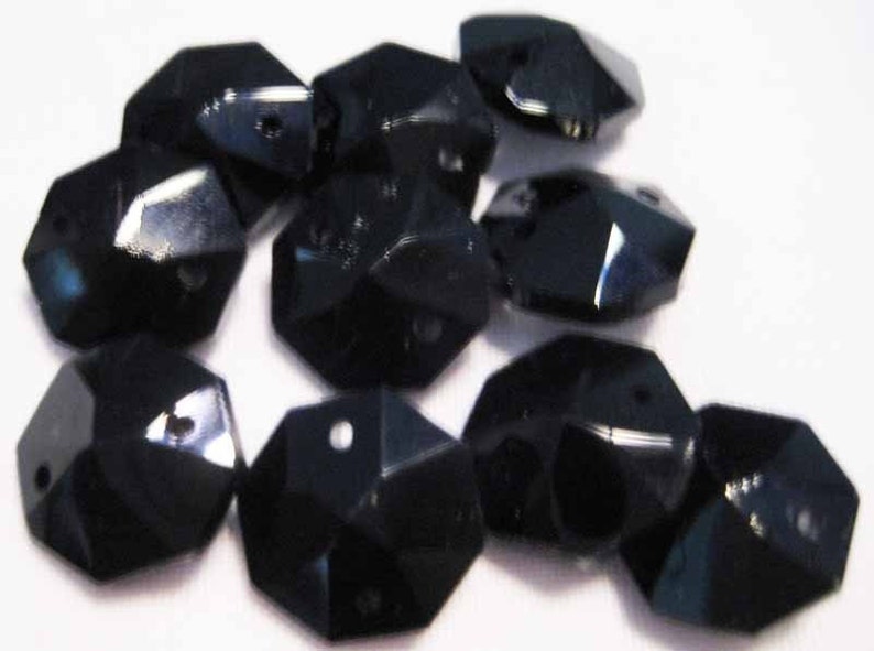 12 Black 16mm Chandelier Crystals Prisms Octagon 2 Hole Etsy