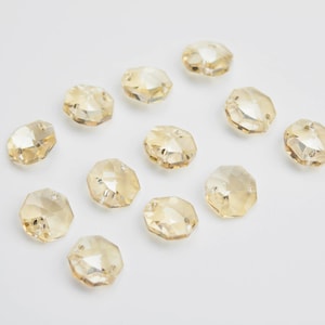 14mm Golden Shadow - 12 pieces Asfour 2-Hole Chandelier Crystals Connectors - Full Lead