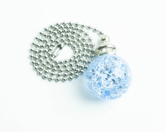 30mm Light Blue Crackle Smooth Fan Pull Ball Crystal with Silver Hardware