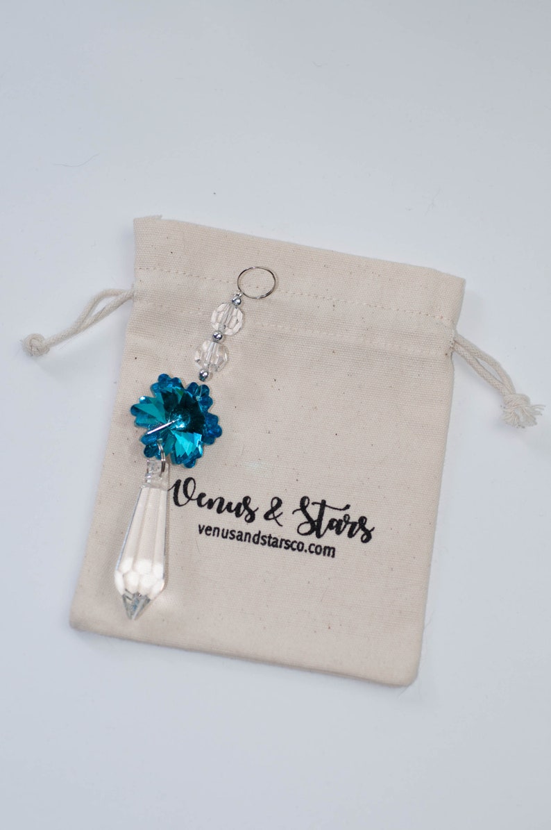Hanging Snowflake Ornament Aqua 30mm Snowflake