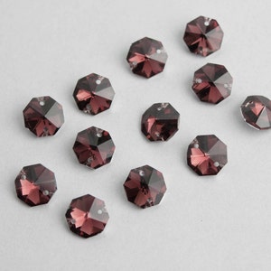 12 Bourbon Silver Backed - 14mm 2-Hole Chandelier Crystals Connectors