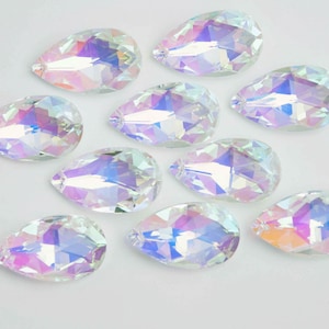 10 - 38mm AB Chandelier Crystals Prisms - FULL Lead Crystal Iridescent Prisms