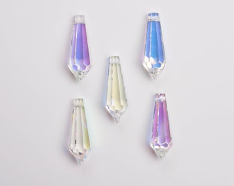 5 Asfour Full Lead Crystal AB Chandelier Crystals Prisms - 38mm Icicle Prisms