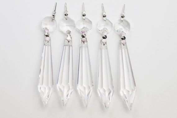 5 Chandelier Crystals Prisms 76mm Icicle And 14mm Top - Crystal Chandelier Prisms 76 Mm 5 Chandelier Crystals Prisms 76mm Icicle And 14mm Top - Crystal Chandelier Prisms 76 Mm