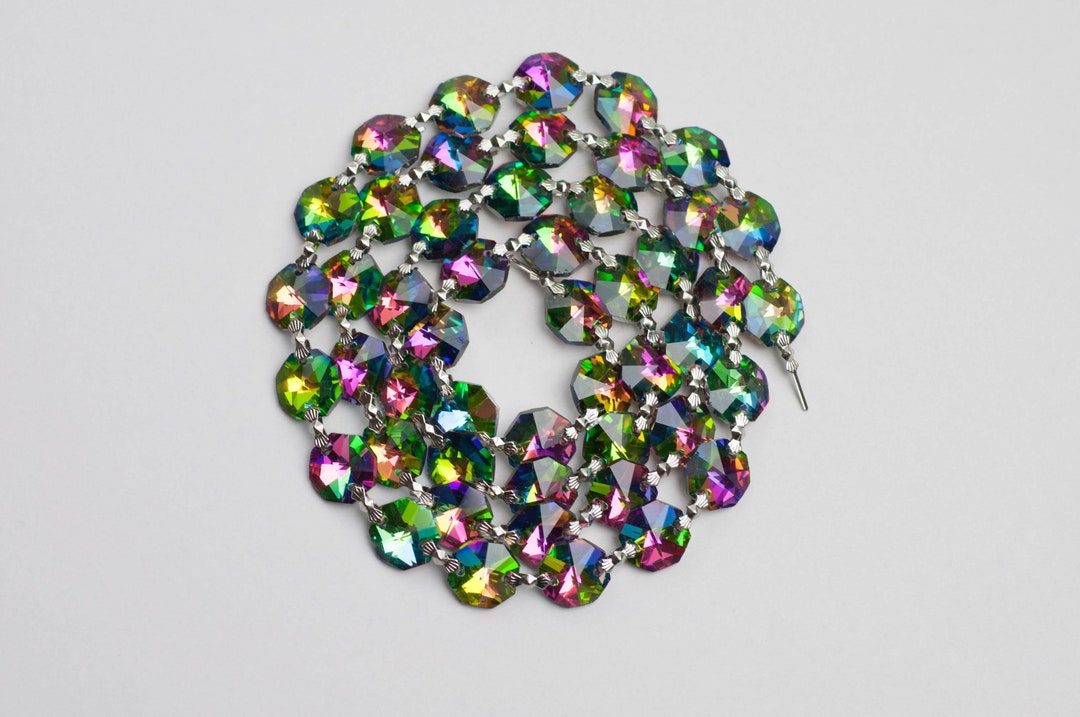 1 Yard 3 Ft. Chandelier Crystals Bead Garland Chain vitrail Crystal / Silver Connectors S19 Etsy