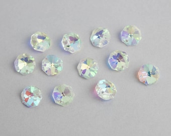 12 AB Asfour - 14mm 2-Hole Chandelier Crystal Connectors - Full Lead