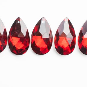 Set of 5 - 38mm Red Teardrop with Silver Backs