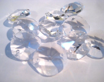 12 -14mm Round Chandelier Crystal Prism  Beads 2-Hole Jewelry Connectors - FULL LEAD CRYSTAL