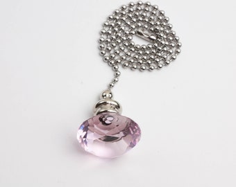 30mm Pink Fan Pull Flat Cut Crystal with Silver Hardware