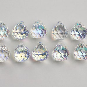 10 - AB Iridescent 20mm Chandelier Crystal Prism Ball, FULL Lead Asfour Crystal