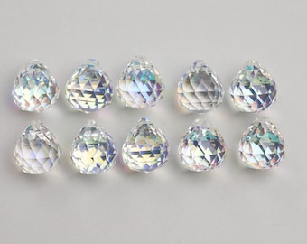 10 - AB Iridescent 20mm Chandelier Crystal Prism Ball, FULL Lead Asfour Crystal