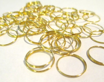 100 Gold-Tone 12mm Jump Rings Chandelier Crystal Connector Clips
