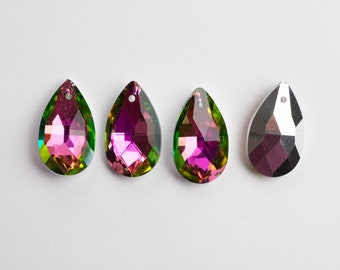 4 Iridescent Vitral Multicolor - 22mm Crystal Teardrops