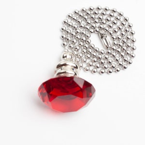 30mm Red Fan Pull Flat Cut Crystal with Silver Hardware image 1