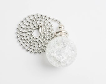 30mm Clear Crackle Smooth Fan Pull Ball Crystal with Silver Hardware