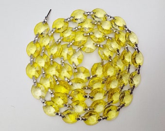 1 Yard (3 ft.) Chandelier Crystals Bead Garland Chain - Yellow - Crystal