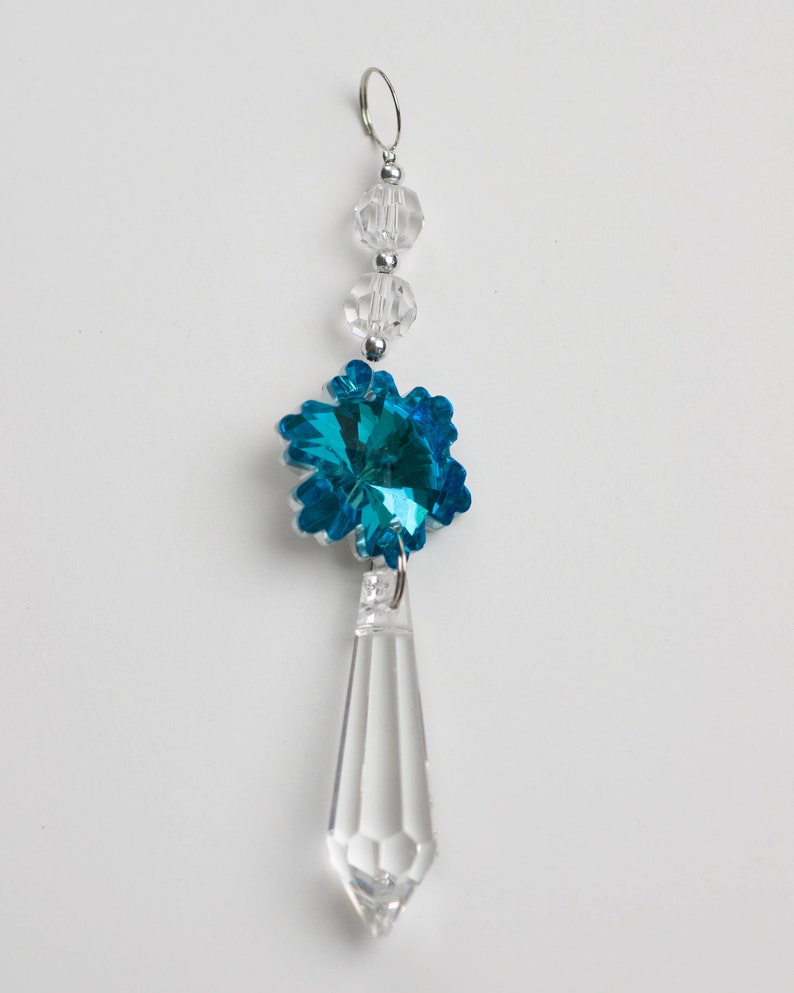 Hanging Snowflake Ornament Aqua 30mm Snowflake