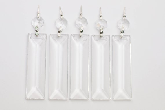 5 Clear Chandelier Crystals Drops 76mm Pendants Asfour