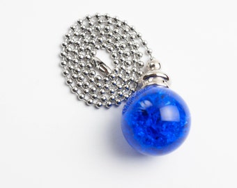 30mm blue Crackle Smooth Fan Pull Ball Crystal with Silver Hardware