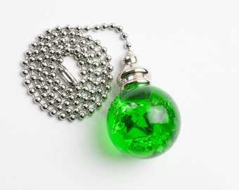 30mm Green Crackle Smooth Fan Pull Ball Crystal with Silver Hardware