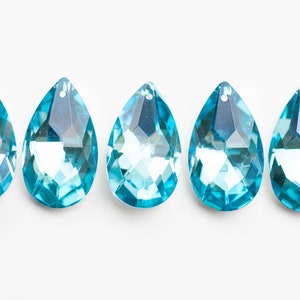 Set of 5 - 38mm AquaTeardrop with Silver Backs