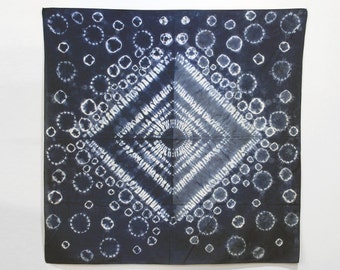 Hand Dyed Cotton Indigo Shibori Scarf - Bandana