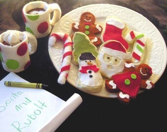 Waiting for Santa Christmas gingerbread Cookie Felt Food Pattern Easy Hand Sewing Pattern Ornament, Decoration and Play Toy