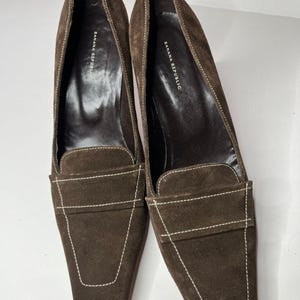 Vintage Banana Republic made in Spain suede square toe wooden heels 9 1/2 M