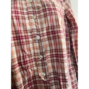 Vintage 80s Free People plaid 100% cotton tunic blouse back elastic size 6 image 2