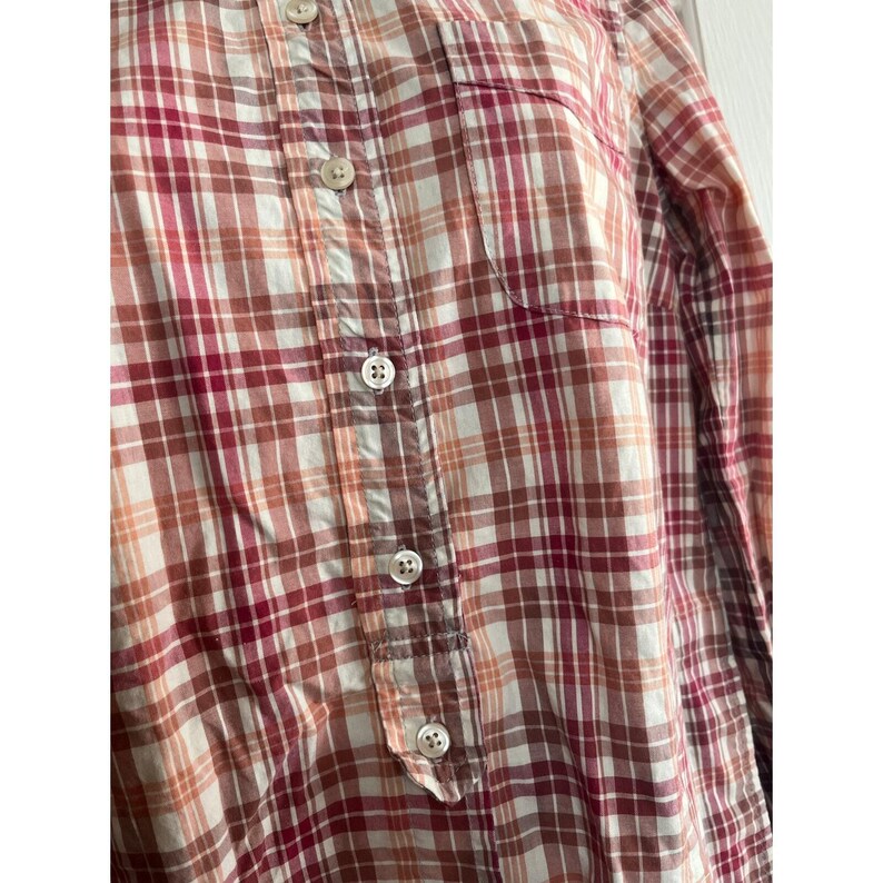 Vintage 80s Free People plaid 100% cotton tunic blouse back elastic size 6 image 2
