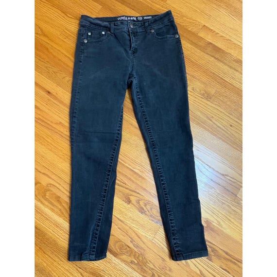 Y2K Rebel Soul Skinny Jeans Faded Black Embellished Pockets Size 10 Stretch