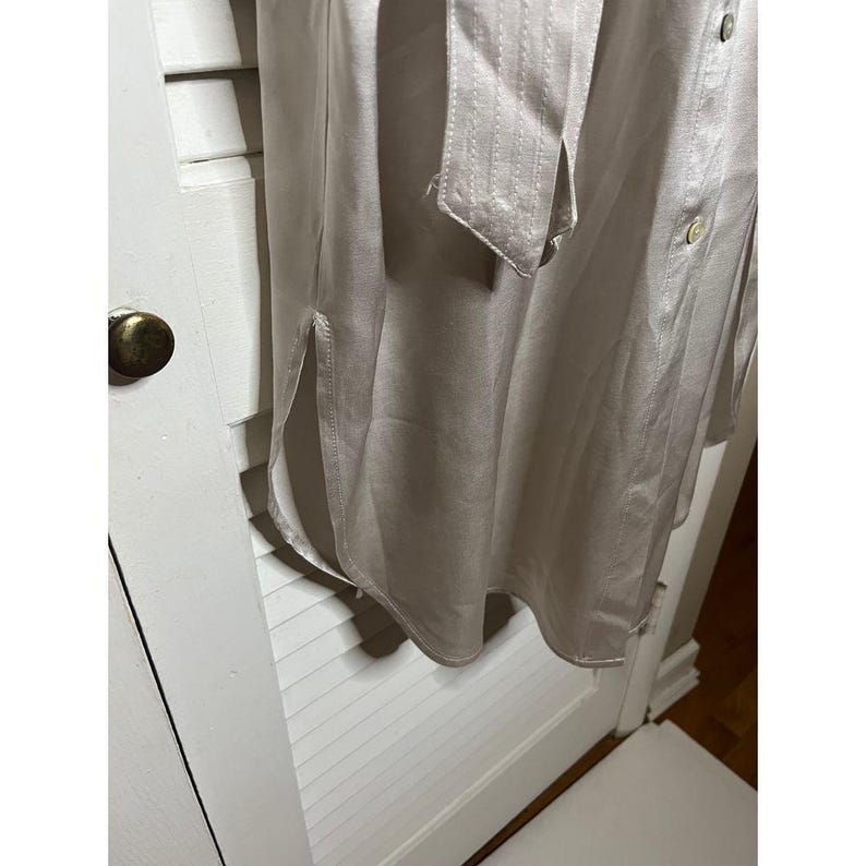 Vintage Little Lies Anthropologie silver belted maxi shirt dress M cuffed sleeve image 6