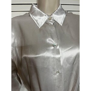 Vintage Little Lies Anthropologie silver belted maxi shirt dress M cuffed sleeve image 2
