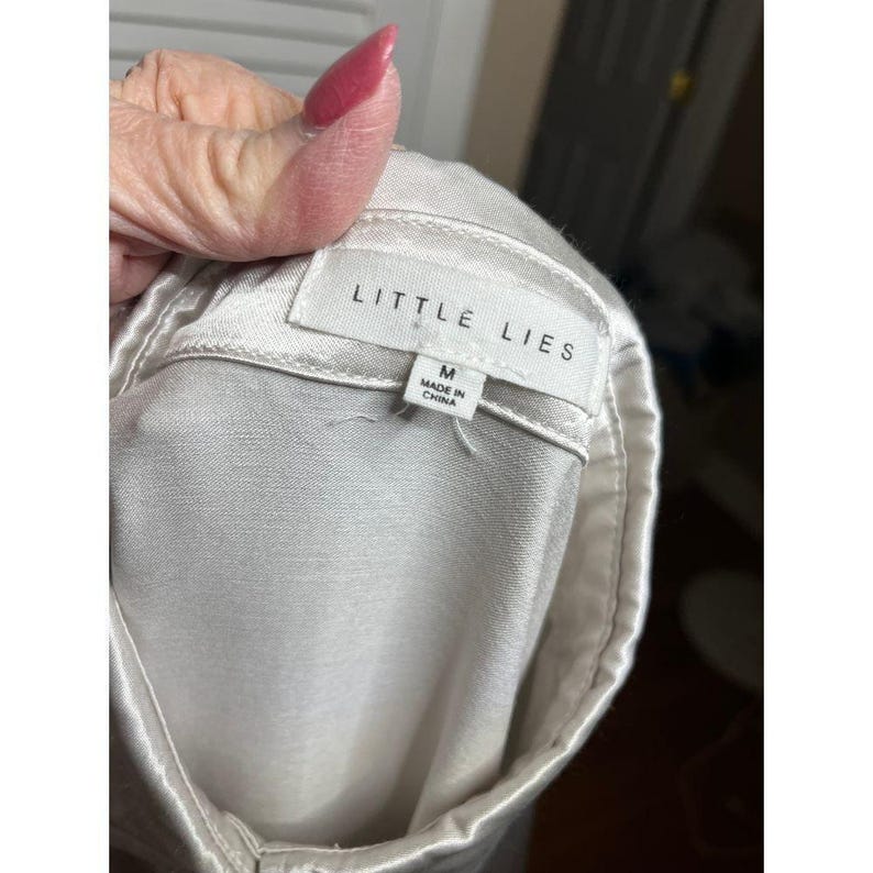 Vintage Little Lies Anthropologie silver belted maxi shirt dress M cuffed sleeve image 5