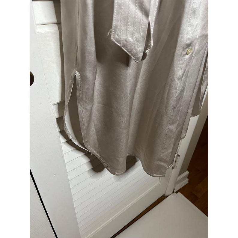 Vintage Little Lies Anthropologie silver belted maxi shirt dress M cuffed sleeve image 7