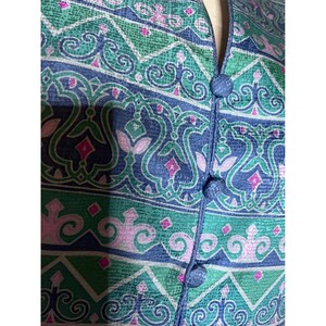 Vintage 90s Adrianna Papell Silk Blouse Paisley Print Button Front Top Size 10 image 2