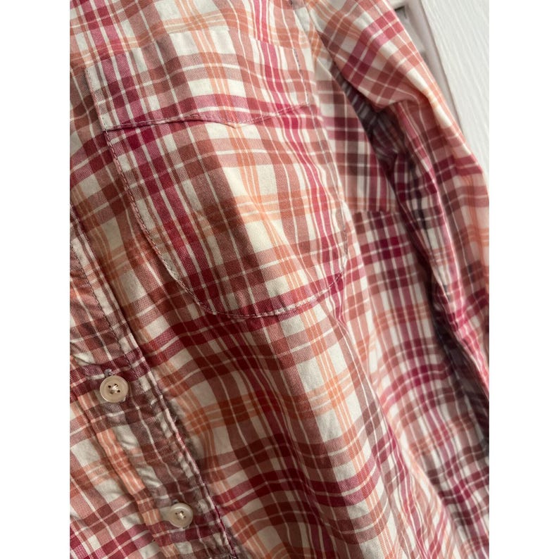 Vintage 80s Free People plaid 100% cotton tunic blouse back elastic size 6 image 3